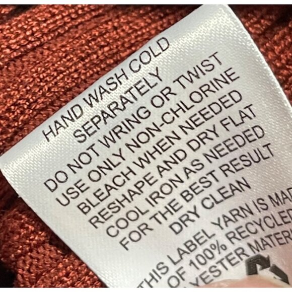 Pink Rose Open Back Rust Knit Sweater Large Ribbed Crewneck Long Sleeve - Picture 7 of 9